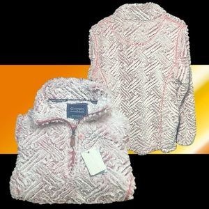 Simply Southern - Fur Quarter-Zip Pullover - Size Medium - Maroon/White - NWT